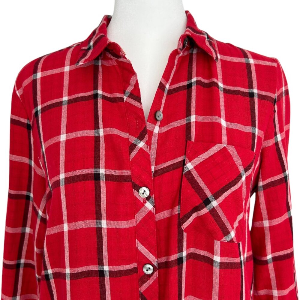 J. Jill Cotton Plaid Button Down Tunic Long Sleeve Shirt Dress (XS) - Picture 6 of 15